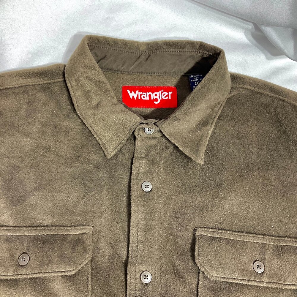 Wrangler Size 2XL Mens Faux Suede Brown Shirt
